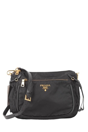 Prada Bandoulière Nylon Noir – Logo Doré
